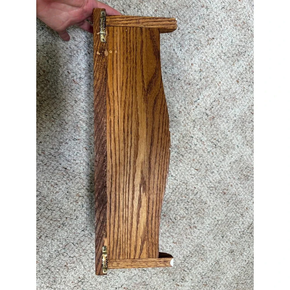 Vintage Carved Oak Wood Floating Wall Shelf Decorative Scrollwork 17.5 Inch